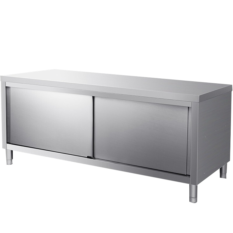 德玛仕不锈钢工作台 双通打荷台 商用储物柜 操作台 切菜桌子 双通 1800x800x800mm 304不锈钢