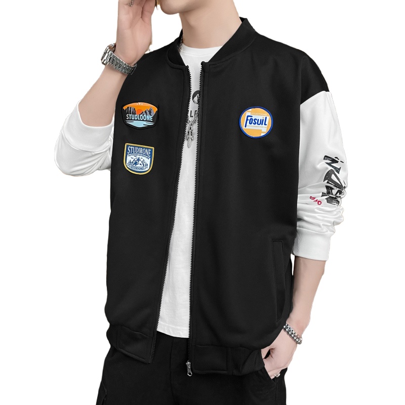 秋冬卫衣男夹克衫休闲款宽松外套青年春季韩版纯色男士拉链开衫