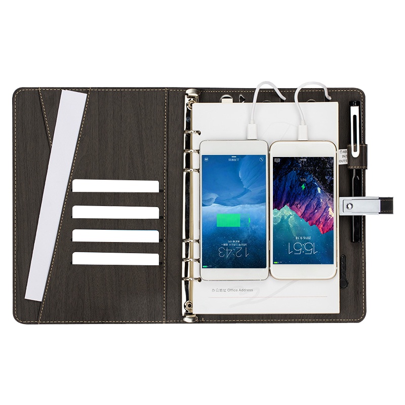 多功能笔记本 移动电源记事本充电活页笔记本子带u盘商务笔记本(本)[CWFD]