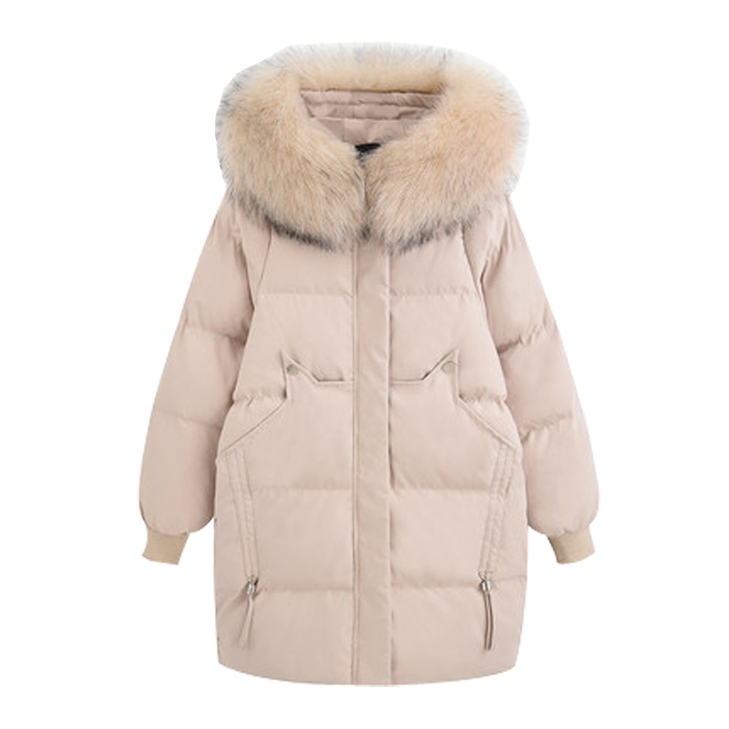 简妮薇(JIANNIWEI)羽绒棉服女2019新款韩版宽松过膝加厚面包服中长款棉衣冬季外套女