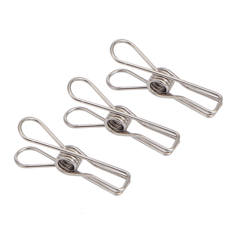 欧润哲 衣夹 100只不锈钢套装 家用防风防滑夹子晾晒衣夹毛巾袜子内衣服夹子