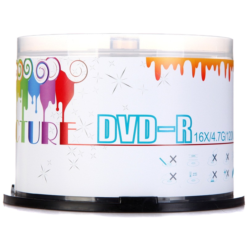紫光(UNIS)DVD-R空白光盘/刻录盘 炫彩可打印系列 16速4.7G 桶装50片