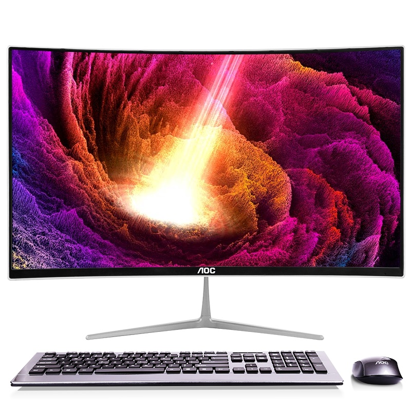 AOC美人鱼739系列 23.6英寸曲面屏一体机电脑i7高配台式办公家用游戏(i7 9700 16G 512G)