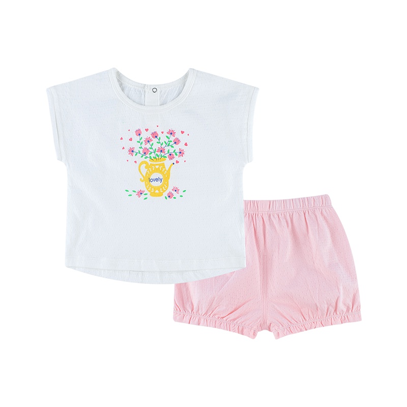 angeeb 宝贝心语 0-4岁宝宝短袖短裤套装 女宝宝夏季短袖套装 女童可爱公主范儿短袖套装