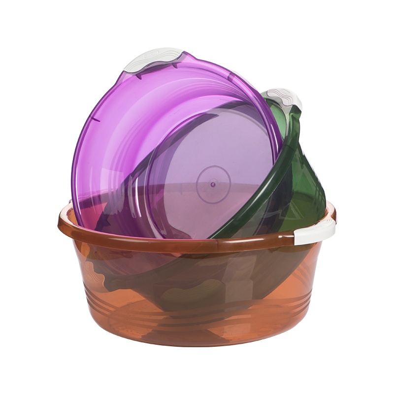 茶花41CM把手防滑盆双耳塑料盆洗脸盆学生宿舍用脸盆加厚塑料婴儿大透明盆子家用大号洗衣盆