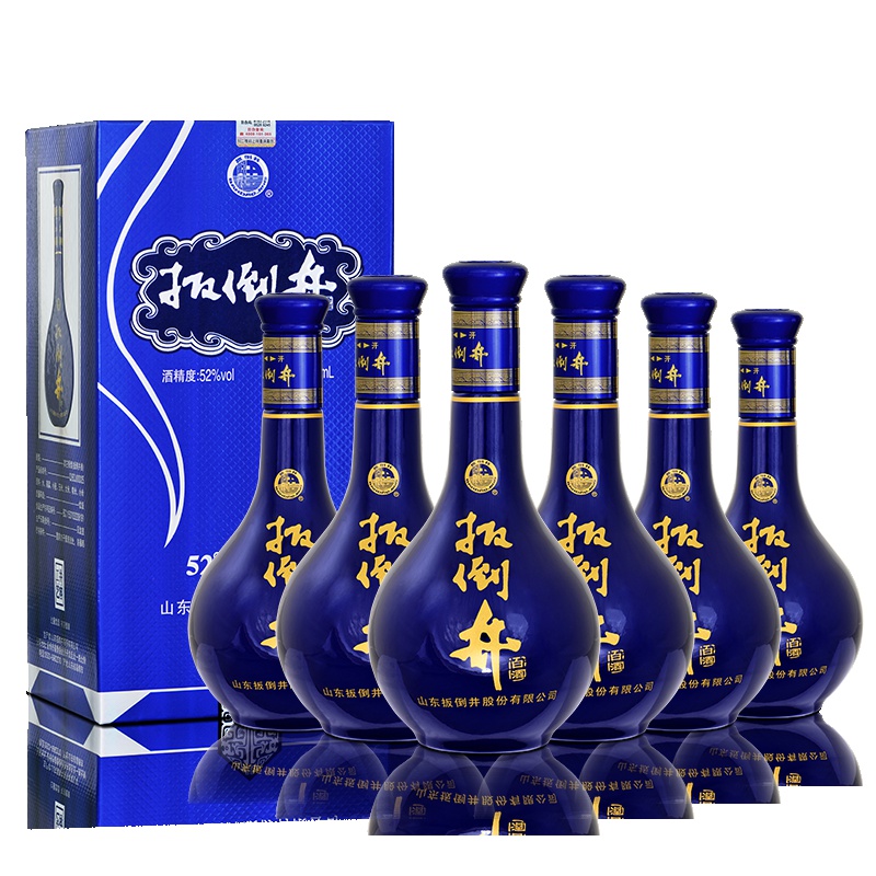 扳倒井52度蓝域500ml*6瓶白酒整箱 配手提袋