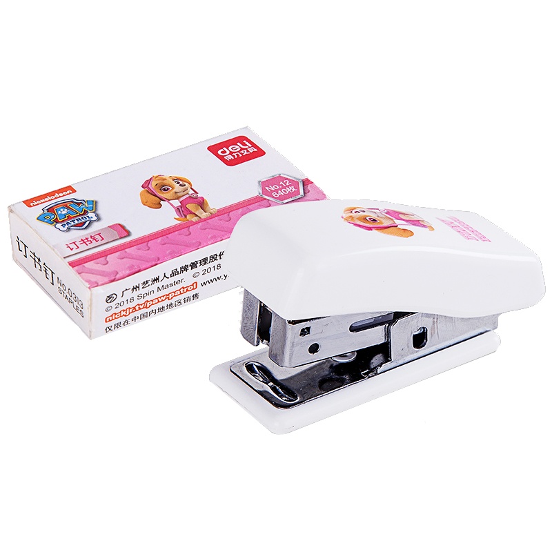 得力汪汪队立大功小订书机迷你订书器小号 学生可爱 小型定钉书机多功能 办公装订器 套装订书机便携0313HON