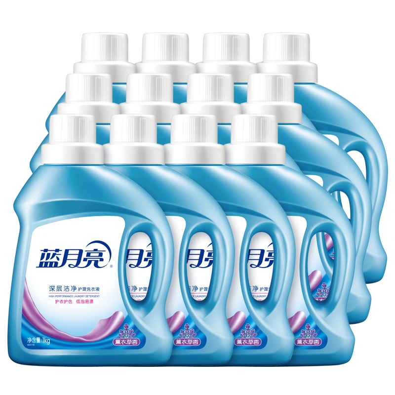 蓝月亮 洗衣液机洗1kg*12瓶整箱装薰衣草香深层洁净