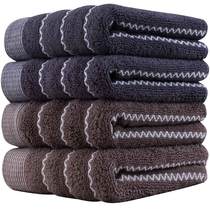 三利 纯棉波纹缎边毛巾  高毛圈吸水洗脸面巾 混色4条装 波纹缎边毛巾4条