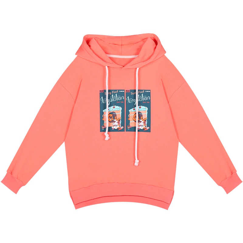 橘粉色卫衣女2019新款薄款超火cec套头宽松韩版连帽上衣秋季外套