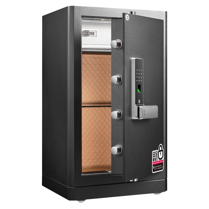得力(deli)4118指纹密码双重锁控保险箱(黑色) 高82cm电子防盗保险箱 3C认证办公家用防盗合同资料保险柜