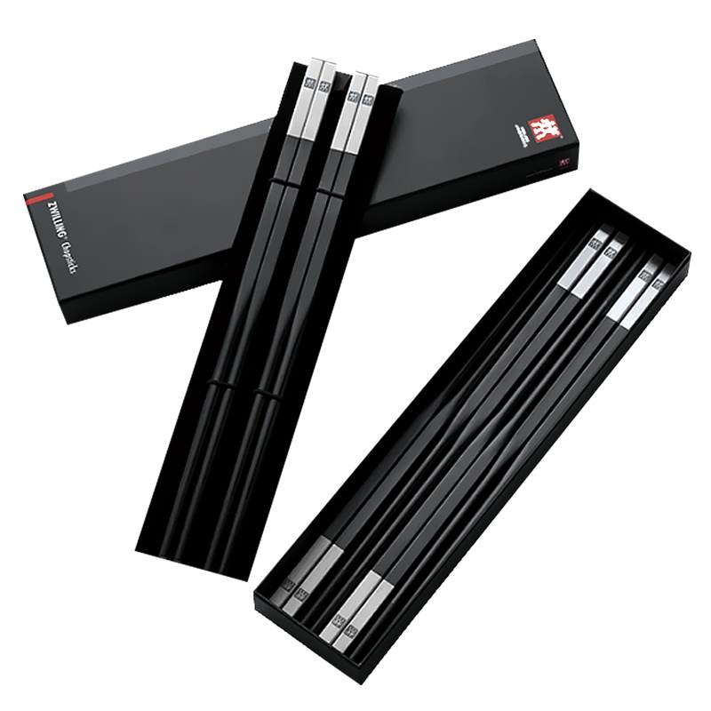 德国双立人(ZWILLING)合金筷子家庭用便携防滑不易发霉长筷子6双高档套装送礼自用