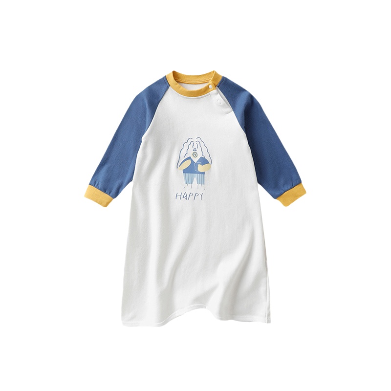 猫人儿童睡袍宝宝春秋款四季纯棉连体衣男童睡衣女童睡裙婴儿长袖