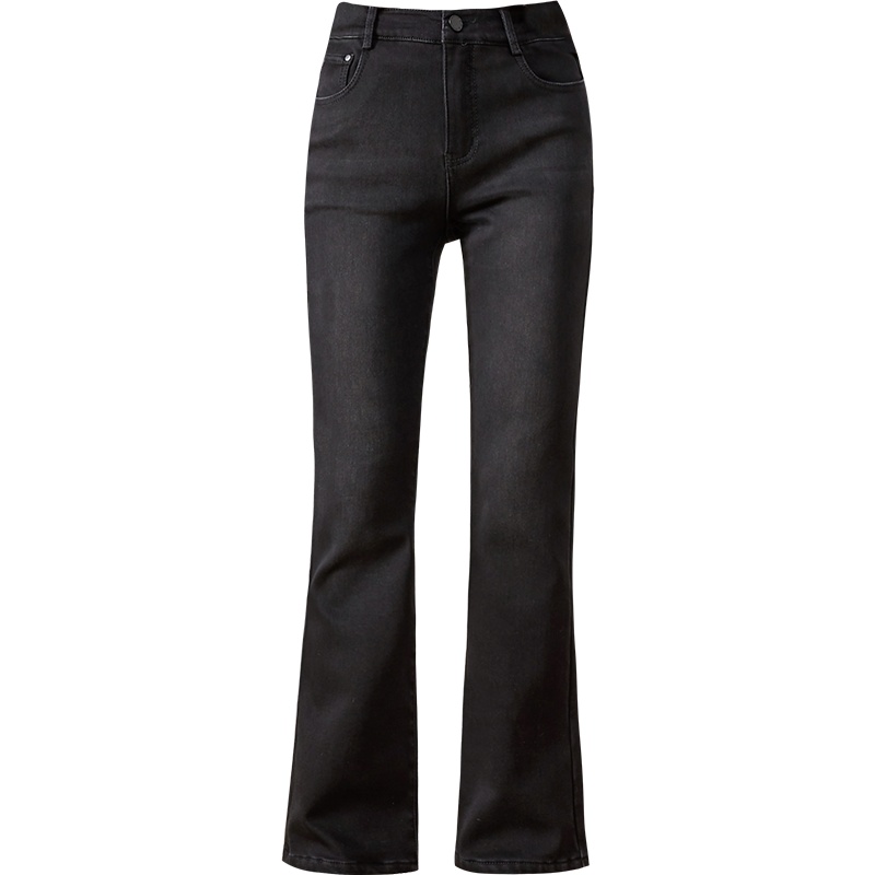 娅丽达女裤微喇叭牛仔裤女2019秋冬新款显瘦韩版加厚女士长裤子I4125