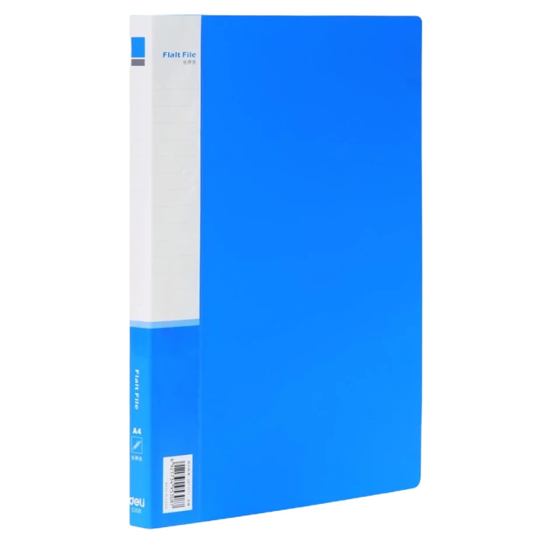 得力8寸长押夹+插袋文件夹(A4/蓝色/18mm/PP) 5308