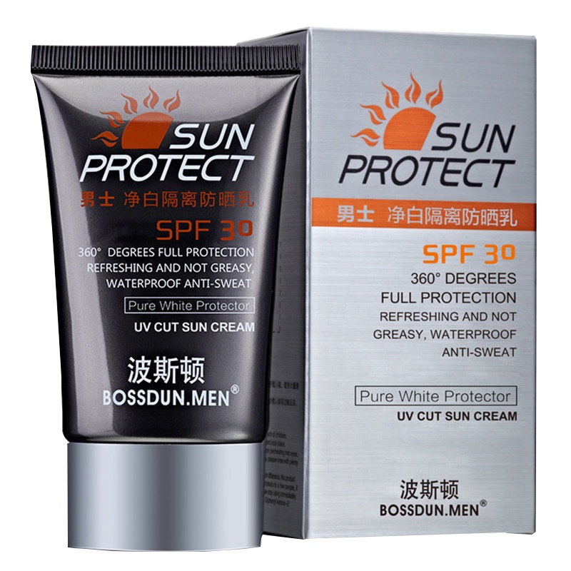波斯顿BOSSDUN.MEN男士防晒霜户外用防紫外线辐射控油全身隔离乳霜油PA+各种肤质清爽防晒隔离
