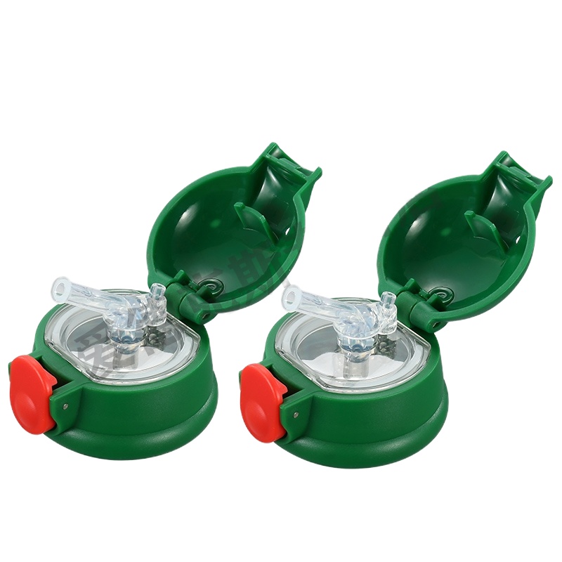 烘焙精灵儿童保温杯盖子杯盖配件保温瓶水壶盖带硅胶吸管水杯盖子 升级防拽[加厚+抗摔]-绿色 2个装