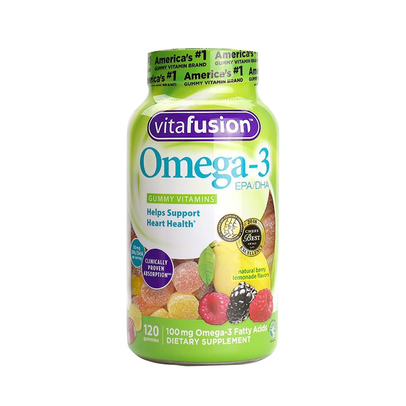 美国vitafusion 健脑益视浓缩加强Omega-3鱼油营养软糖 120粒/瓶 膳食营养补充剂