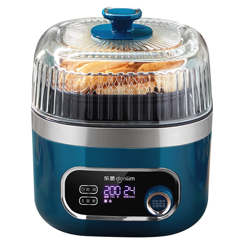 东菱(DonLim)空气炸锅家用多功能大容量 智能可视无油烹饪 全自动薯条机电炸锅DL-7711静谧蓝标配+煎盘