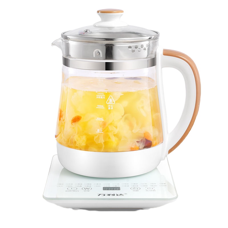 万利达[ 以换代修]1.8L24大功能高硼硅壶身养生壶 烧水壶花茶壶 [基础款]象牙白