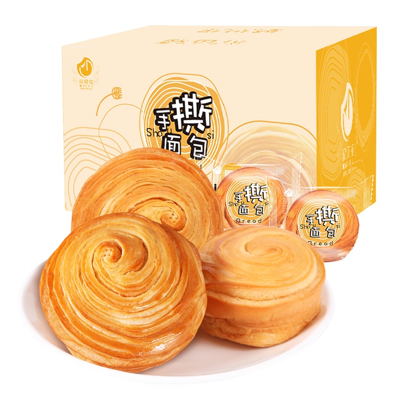 [满199元减125]欧贝拉手撕面包原味500g整箱(手撕面包早餐蛋糕小面包点心西式糕点面包)