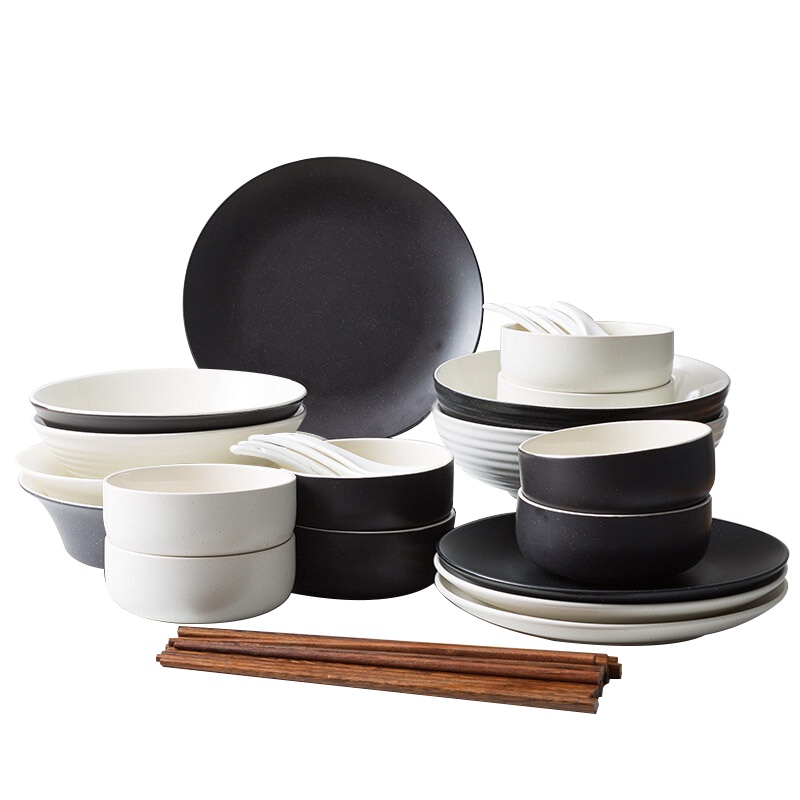 亿嘉IJARL 剑林创意欧式陶瓷餐具碗盘筷家用陶瓷餐具套装送礼北欧印象36件套