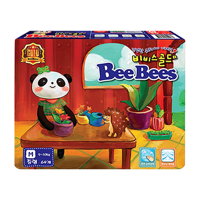 [韩国金贝柔纸尿裤]BeeBees铂金棉柔婴儿超薄透气宝宝尿不湿M码