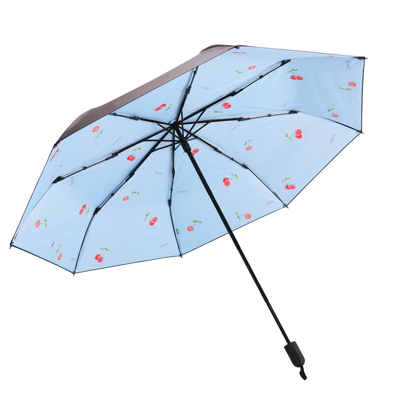 天堂伞 全遮光黑胶防晒三折晴雨伞太阳伞遮阳伞礼品伞 樱歌蓝色