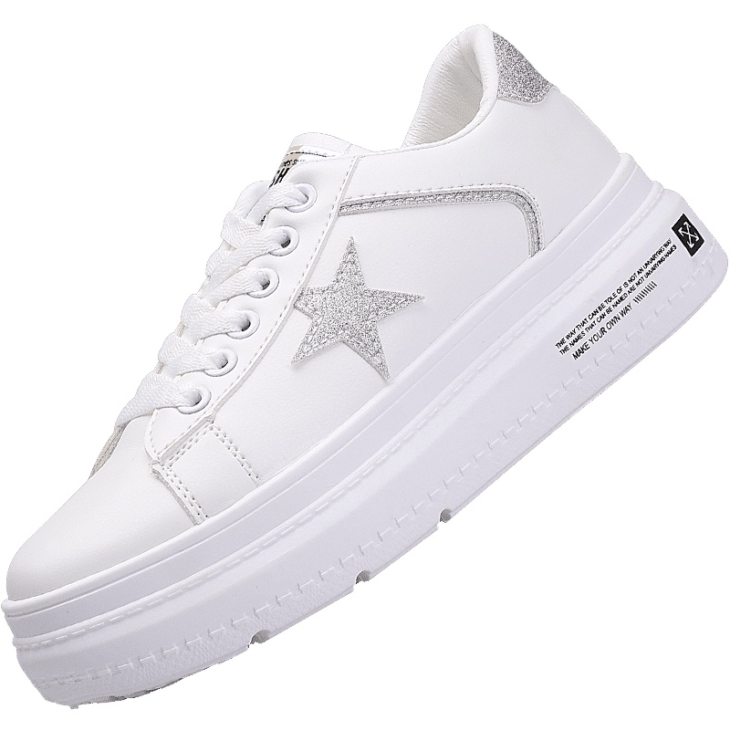 3515强人运动鞋女2019新款跑步鞋时尚透气运动休闲女鞋 93DLA008 白彩虹色 36码