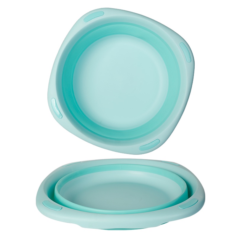 开优米kiuimi婴儿折叠脸盆宝宝洗脸盆新生儿盆儿童面盆小便携式PP加厚 大绿+小绿