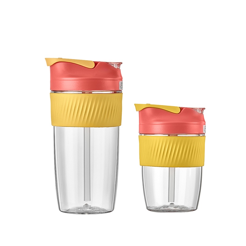 爱仕达元气双饮杯玻璃杯水杯女带吸管简约便携可爱泡茶杯大容量咖啡杯子男办公杯户外杯