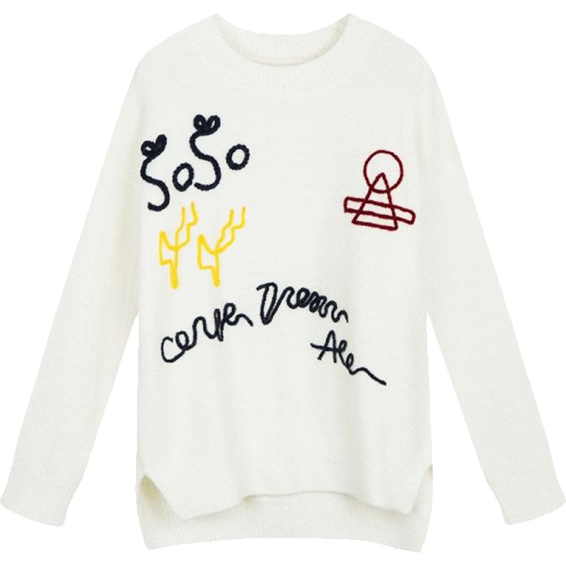 拉贝缇秋装毛衣女学生宽松针织衫女百搭原宿套头打底上衣60006032