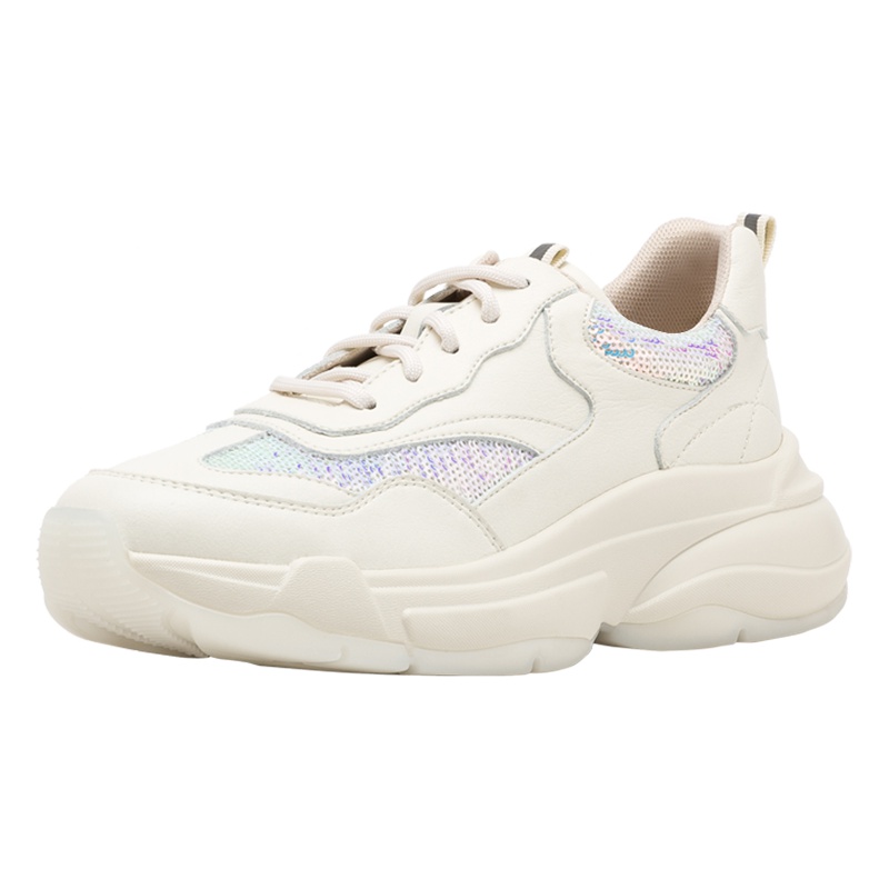 星期六(ST&SAT)秋季新品圆头深口亮片小白鞋单鞋女SS93112078