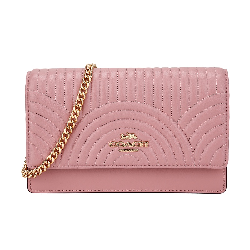 COACH 蔻驰 奢侈品 女士粉色皮革腰包单肩斜挎链条包两用包 F78527 IMPIN