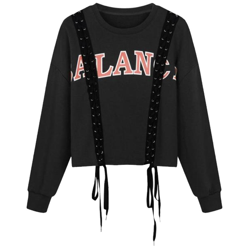 【热卖】cec卫衣套头薄款 2019新款春宽松丧系女装外套港味红色上衣潮ins60300266