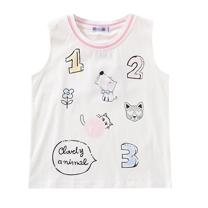 铅笔俱乐部童装2019夏装新款女童背心中大童运动上衣儿童无袖上衣