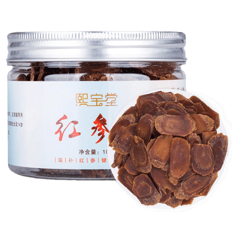 熙宝堂 红参片人参红叁整枝切片 东北吉林高丽参别直参煲汤大片100克
