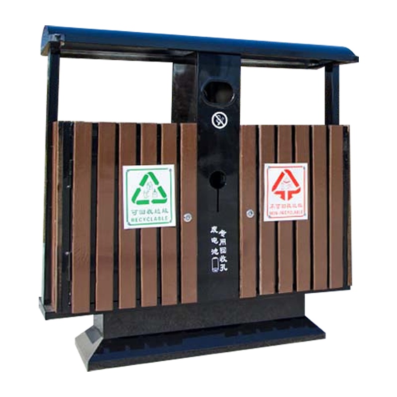 铭威盾户外垃圾桶大号环卫不锈钢木分类双果皮箱室外公园景区小区垃圾箱