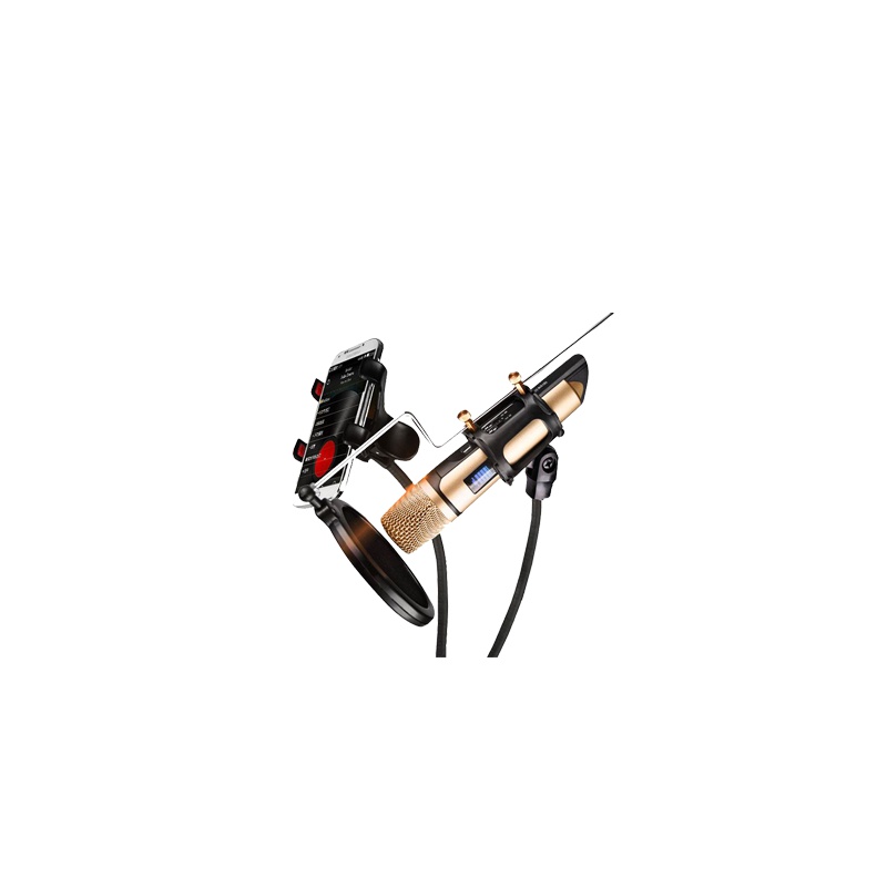 屁颠虫MC-094手机麦克风 全民K歌神器唱吧电脑话筒手机声卡直播套装电容麦 金色 有线 3.5接口