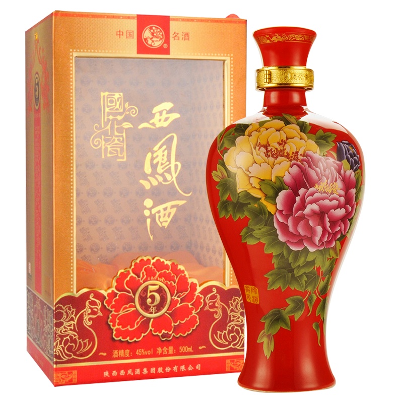 西凤 国花瓷5年 45度 500ml 单瓶 凤香型 白酒