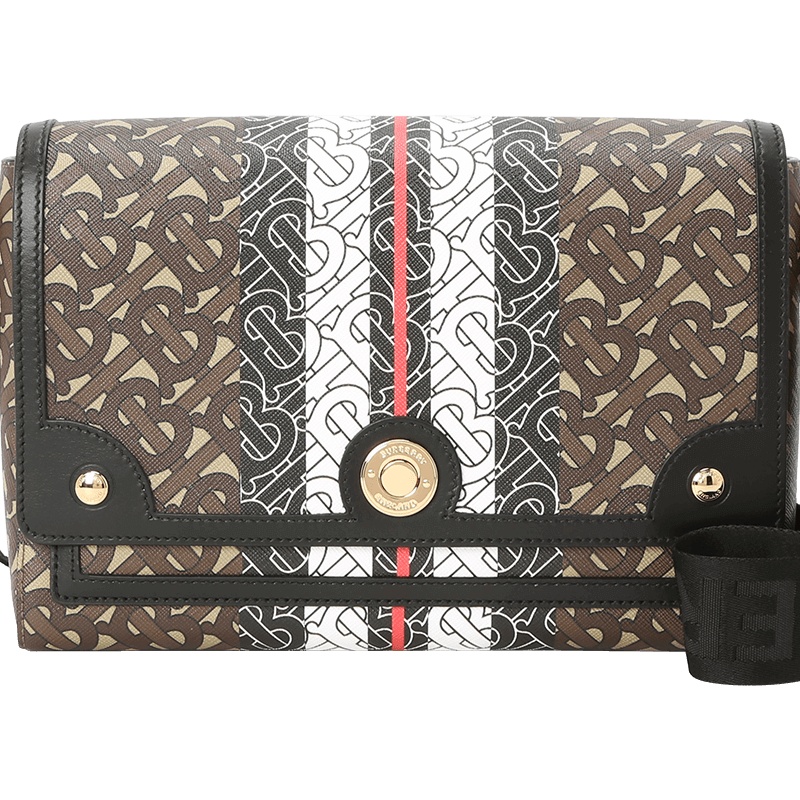 预售BURBERRY 博柏利 NOTE 单肩包 斜挎包 口盖包中号 TB标识TB LOGO织物8031748金扣