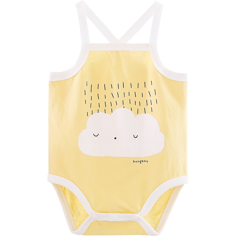 Aengbay 婴儿吊带包屁衣夏季薄款新生儿背心连体男宝宝无袖女三角