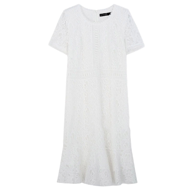 拉夏贝尔夏装新款淑女气质修身蕾丝连衣裙