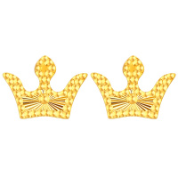 佰色传情18K金耳饰女简约彩金耳钉车花Au750皇冠耳环送女友送闺蜜生日情人节礼物