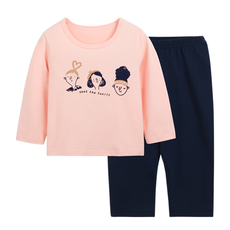 猫人秋冬全棉新品男童女童趣味图案儿童家居服套装宝宝睡衣