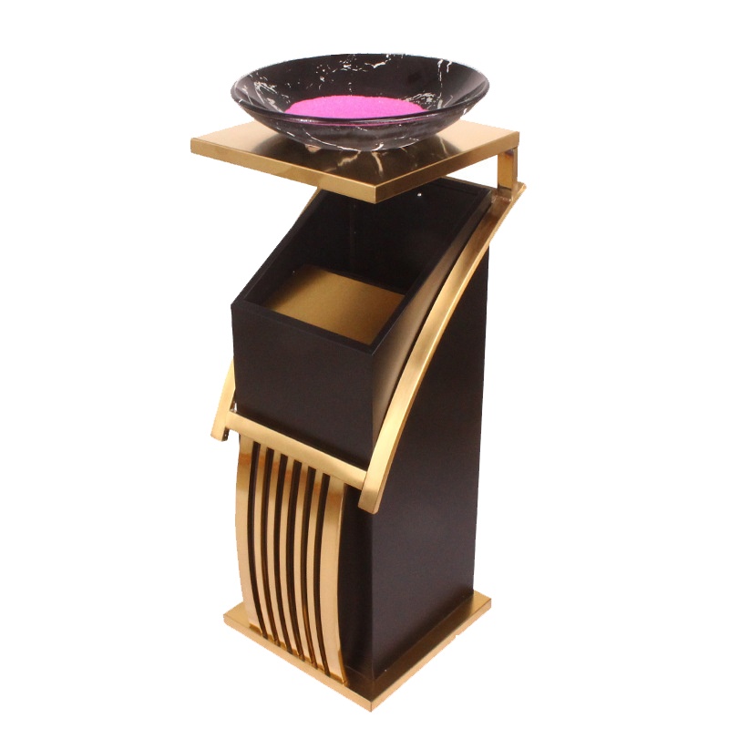 菲仕康 不锈钢垃圾桶酒店大堂物业立式高档家用商场电梯口户外烟灰桶大号商用 金色