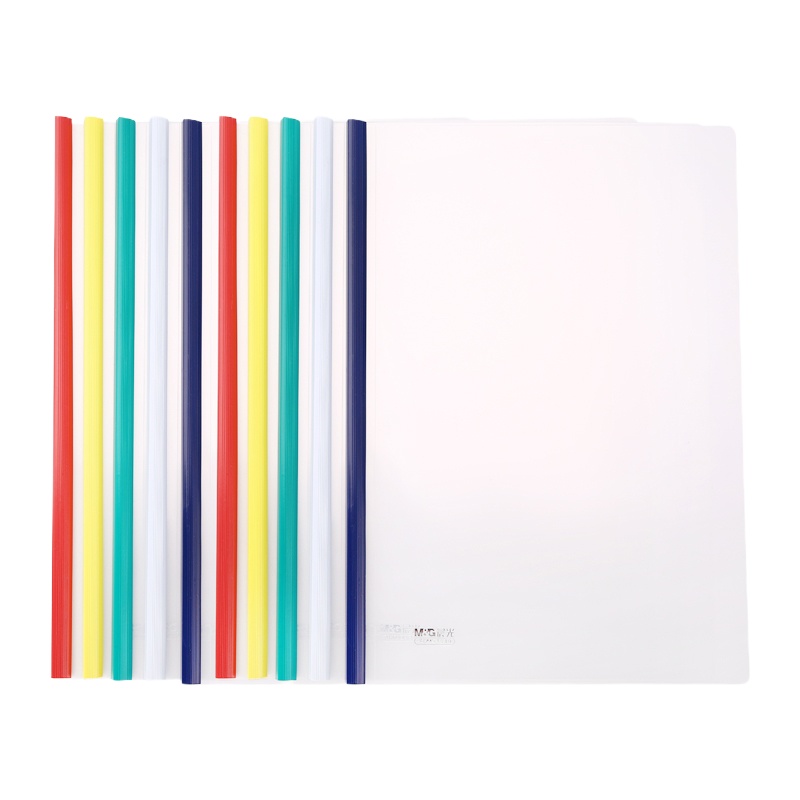 晨光10个装彩色透明抽杆夹 文件夹 报告资料夹 拉杆夹 颜色随机