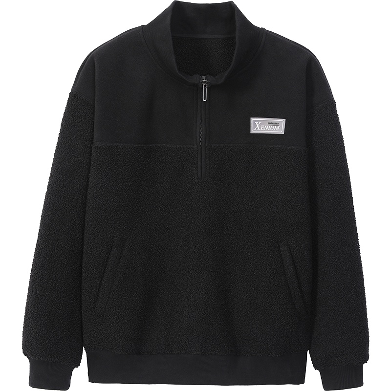 AJK908231 拓路者加绒夹克男2019新款泰迪毛绒宽松外套加厚立领上衣秋冬男装 大身拼接门襟金属拉链