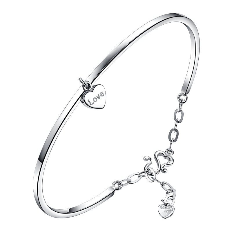 雅宝福Pt950铂金手镯一心到底女士手镯情人节礼物