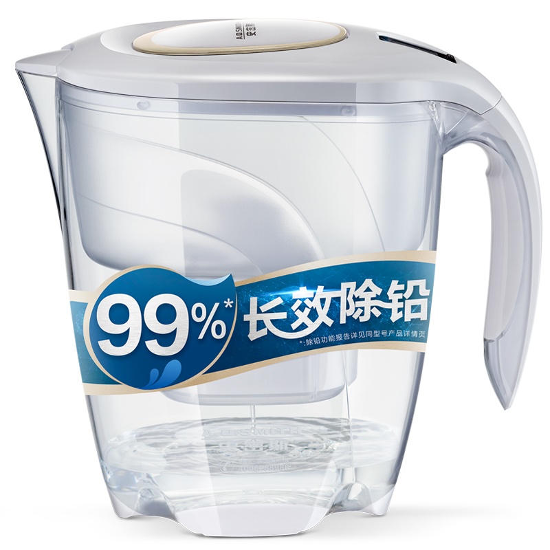AO史密斯(A.O.Smith)家用滤水壶自来水过滤P35VACW一壶两芯 净水壶净水杯净水器